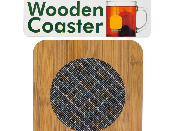 Case of 12 - Wooden Coaster with Basketweave Pattern