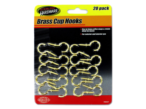 Case of 12 - Brass Cup Hooks