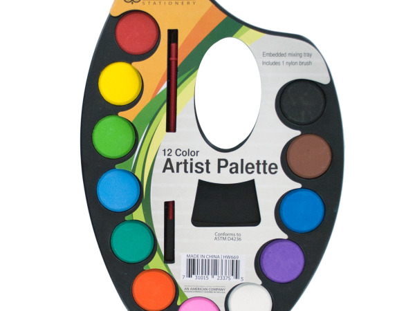 Case of 24 - Watercolor Paint Artist Palette with Mixing Tray