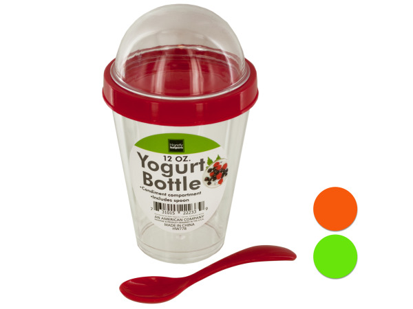 Case of 8 - 12 oz. Yogurt Cup with Top Compartment & Spoon