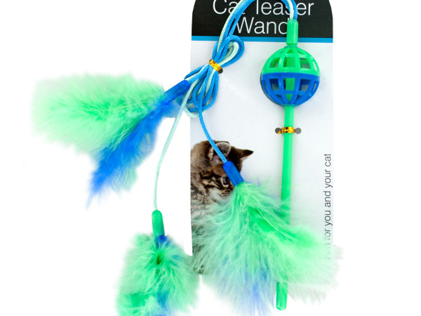 Case of 24 - Cat Teaser Wand with Feathers