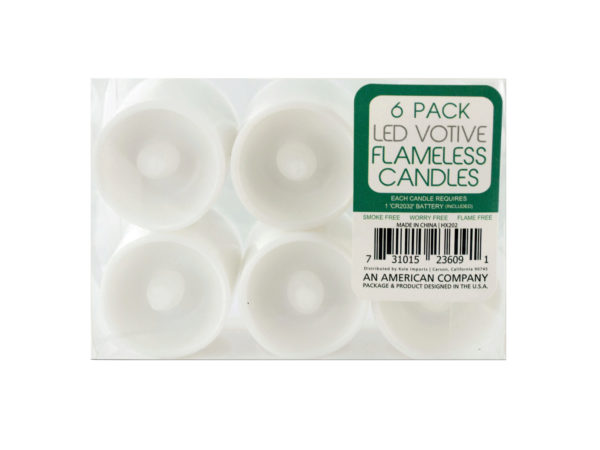 Case of 6 - Flameless Small LED Votive Candles Set