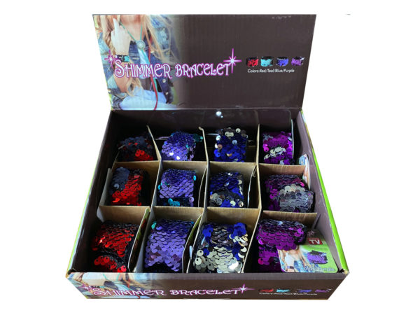 Case of 24 - Shimmer Bracelets in Assorted Colors in Countertop Display