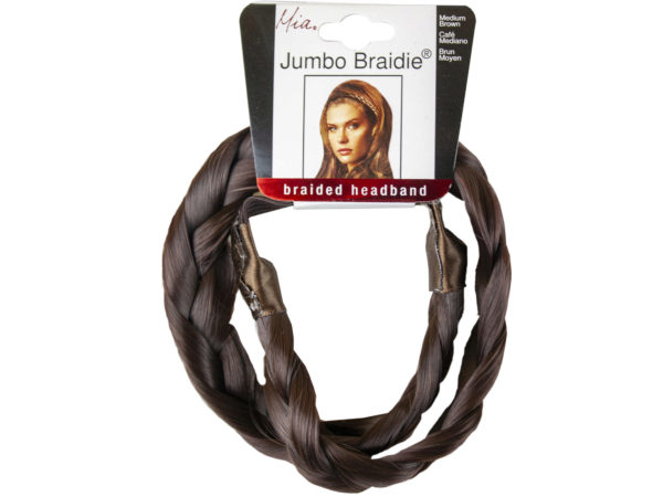 Case of 24 - Mia Beauty Jumbo Braided Headband in Medium Brown