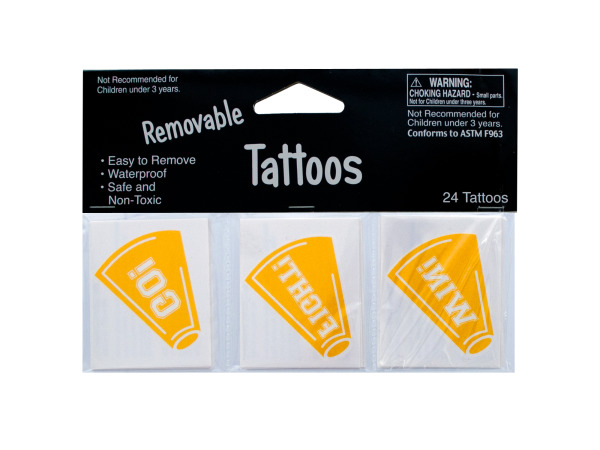 Case of 24 - Removable Yellow Cheer Tattoos