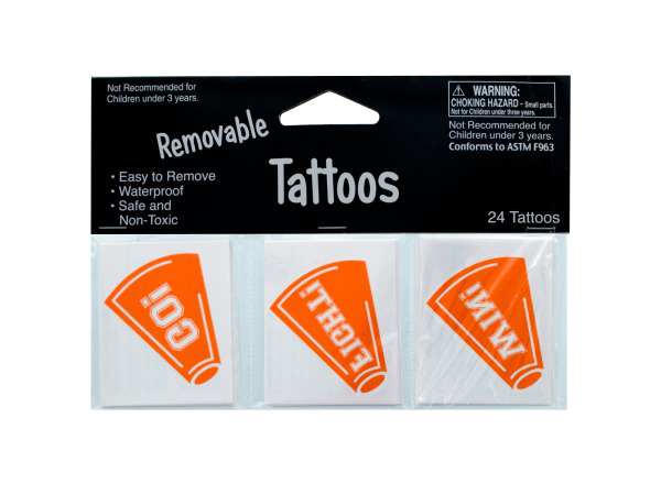 Case of 24 - Removable Orange Cheer Tattoos