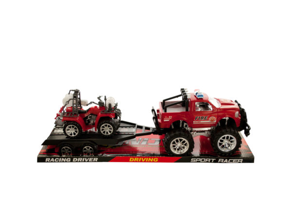 Case of 2 - Friction Powered Fire Rescue Trailer Truck with ATV