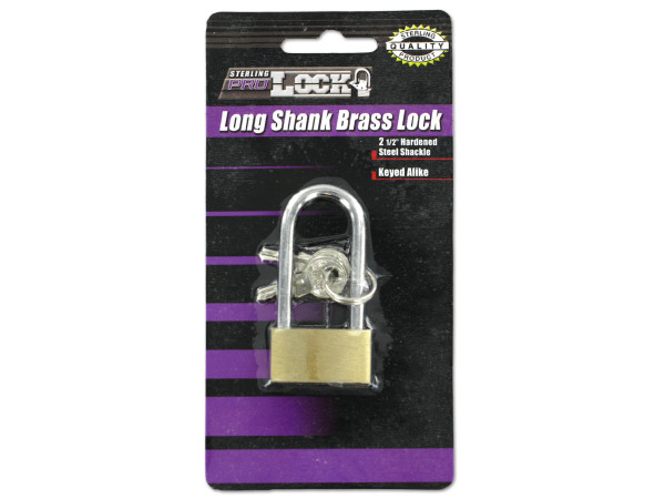 Case of 24 - Long Shank Brass Lock with Keys