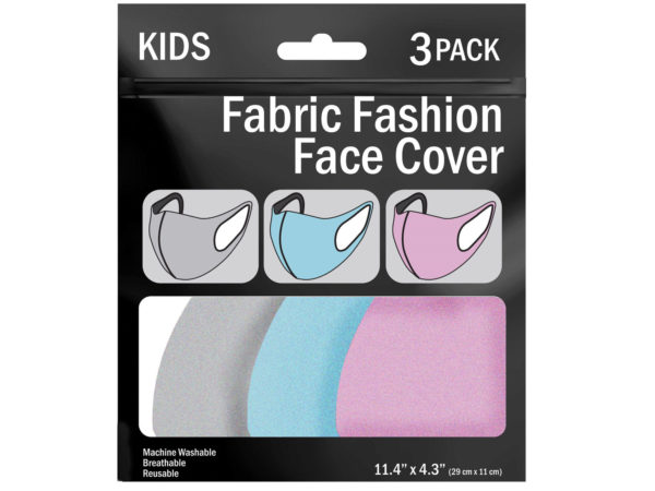 Case of 50 - 3 Piece Kid's Washable Face Masks Asst Colors