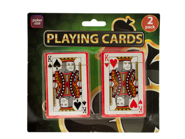 Case of 24 - Plastic Coated Poker Size Playing Cards Set