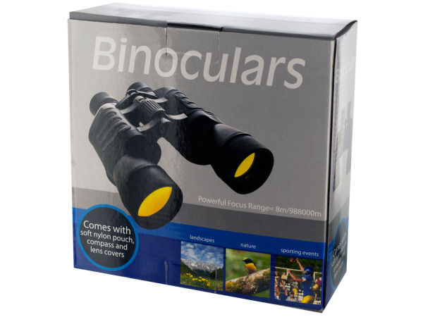 Case of 1 - Binoculars with Compass and Pouch