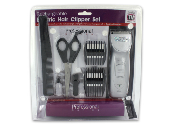 Case of 1 - Rechargeable Hair Clipper Set with Accessories