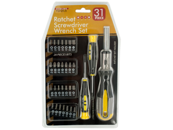 Case of 1 - 31-Piece Ratchet Screwdriver Wrench Set