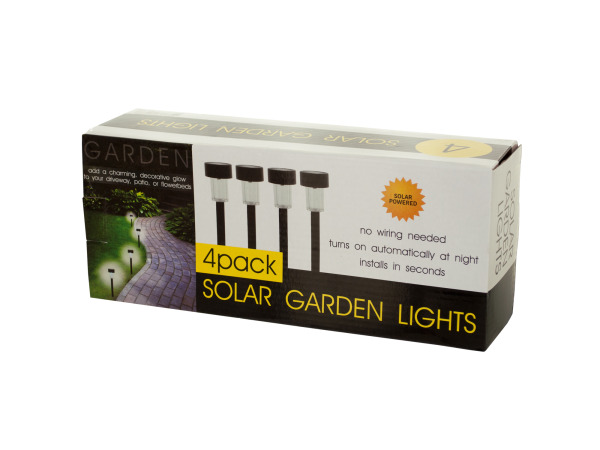 Case of 1 - 4-Piece Solar Powered Garden Lights Set