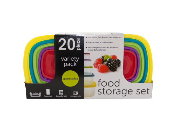 Case of 1 - 20-Piece Variety Pack Food Storage Containers Set