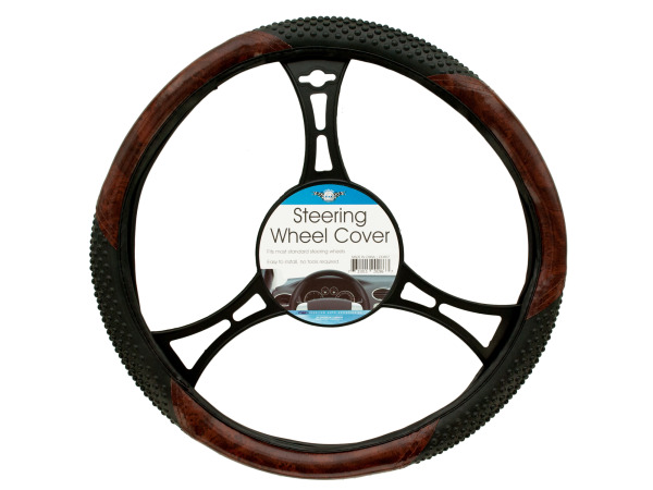 Case of 6 - Textured Two-Tone Steering Wheel Cover