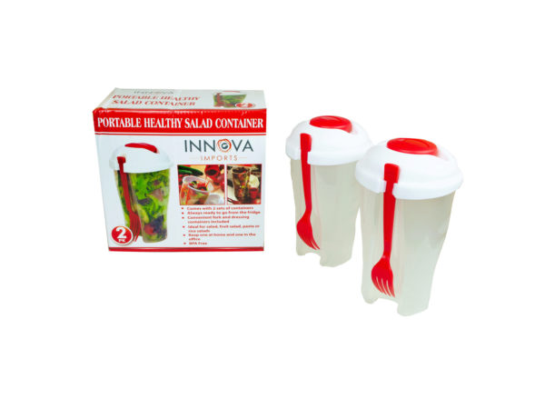 Case of 4 - Red 2 Pack Salad Container Set