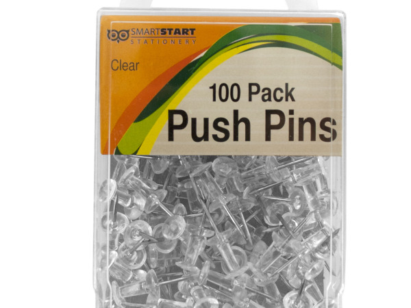 Case of 12 - Clear Push Pins