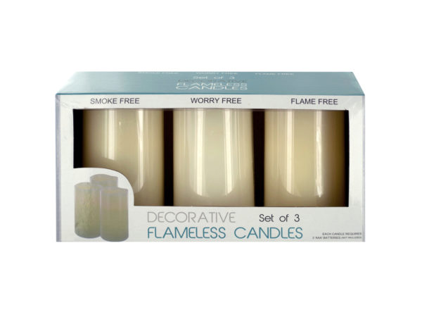 Case of 2 - Decorative Flameless Vanilla Pillar Candles
