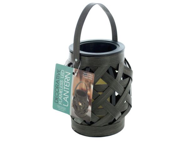 Case of 4 - Decorative Basket Weave Lantern with LED Candle