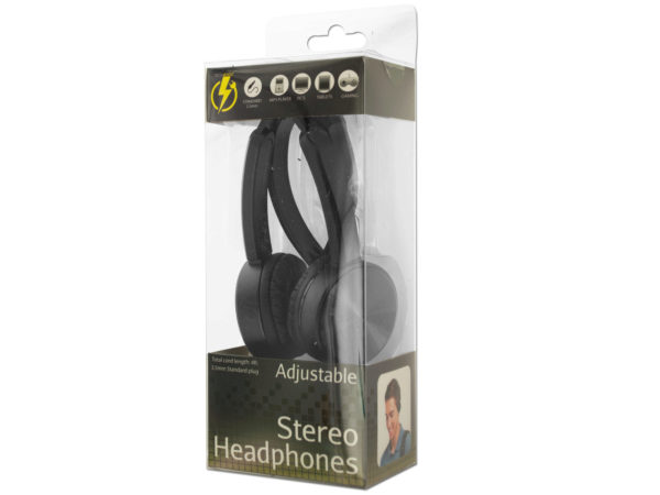 Case of 4 - Black Adjustable Stereo Headphones