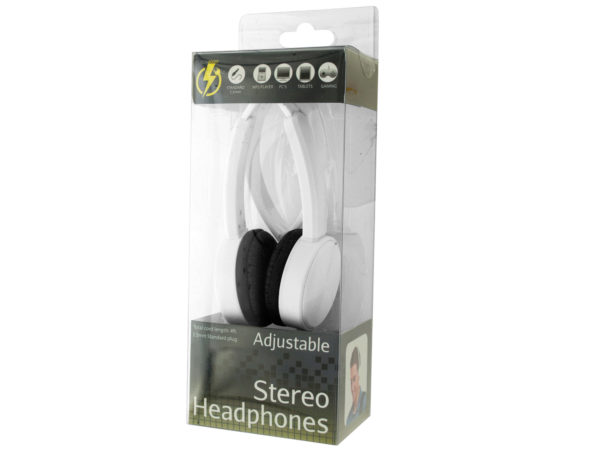 Case of 4 - White Adjustable Stereo Headphones