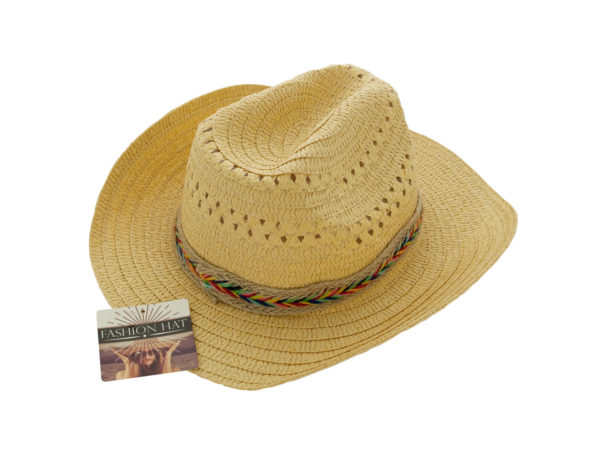 Case of 8 - Western Style Woven Fashion Hat