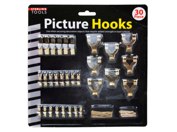 Case of 6 - 30 Pack Picture Hanging Hooks